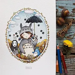 一组彩铅手绘插画，很有童话故事的感觉。 Natasha Goncharova ​​​​