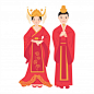 男女夫妻传统汉服婚礼插画矢量图