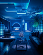 3D 80s 90s architecture interior design  neon Render Retro vaporwave visualization