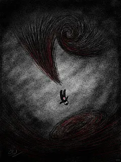 文二毛原创暗黑系情绪插画OC自设IP插画