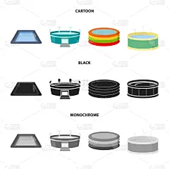 图标,游泳池,度假胜地,运动,图像,矢量,分离着色,收集,游泳,设计