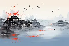 江南风景插画绘画图片
