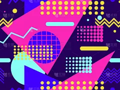 几何形状,四方连续纹样,市场营销,绘画插图,矢量,混沌,80年代风格,商品,包装纸,打印