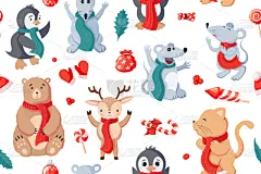 动物,式样,背景,可爱的,2020,纺织品,壁纸,糖果,问候