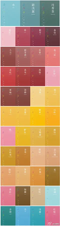 日本配色网站nipponcolors雅致的配色大全，连名字都如此文艺美丽！来自“你好，色彩”【点击图片查看更多配色】