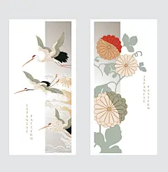 Chinese Wind and Cloud Pattern Ancient Style Crane 33款中国风抽象线条云纹古风仙鹤山水画传统插画AI矢量设计素材_格外视觉(uigui.cn)-国外高品质设计素材共享网