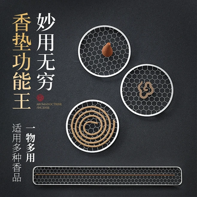 不锈钢盘香支撑架家用香薰炉蜂窝内网香托香...