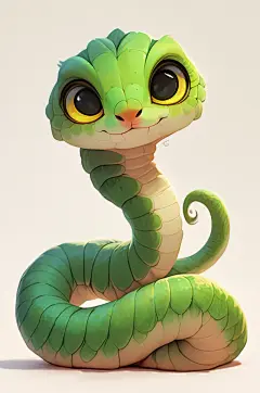 AI数字艺术蛇年可爱小青蛇插画