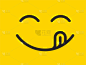Yummy smile vector cartoon line emoticon with tong