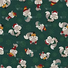 可爱的,狐狸,绿色,四方连续纹样,小的,纺织品,野生动物,壁纸,冷,动物