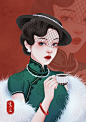 旗袍女子系列2|插画|商业插画|青尘手绘 - 原创作品 -  ()