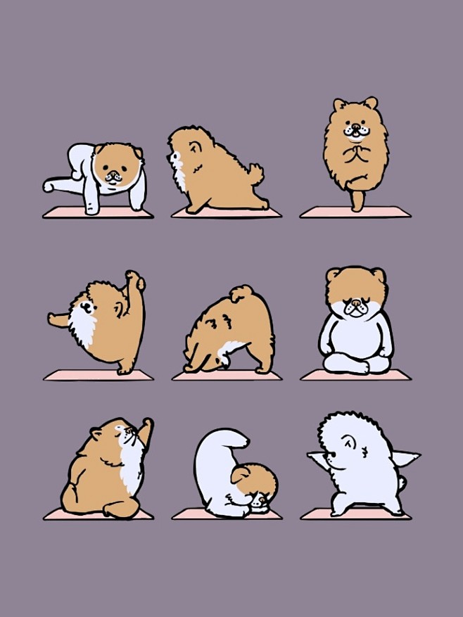 绘画参考萌萌哒练瑜伽的小动物们n▽nbyhuebucket