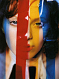 >>> karen elson by tim walker, primary color strips | Vogue Italia, June 2003