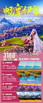 【源文件下载】 海报 长图 旅游 新疆 伊犁 杏花 天山 雪山  403991