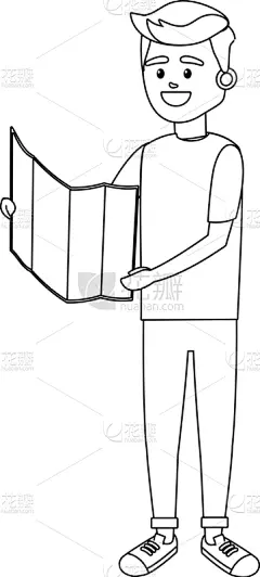 男人,旅行者,青年人,动画片,旅途,人,自然美,度假,拜访