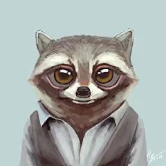 动物名片---浣熊 ps插画绘制