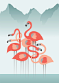 Flamingos Print : Created for the Barega & Lyre group Art/Music show