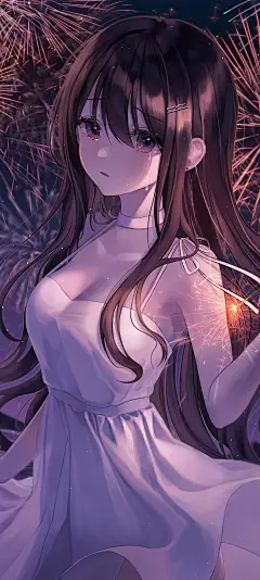 ミョワ- Myowa  二次元少女   
动漫壁纸  白色连衣裙  烟花