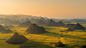 General 1920x1080 landscape nature field green mist hills aerial view road China sunset