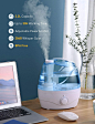 Amazon.com: Homasy 超声波冷雾加湿器,卧室加湿器,适用于婴儿,妈妈和办公室,空气加湿器 24 小时静音工作,自动关闭带拨号旋钮喷雾控制,蓝色: Home & Kitchen