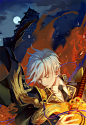 Tags: Anime, Yunvshen, Touken Ranbu, Ichigo Hitofuri, Night Sky, Head Down, Peaceful