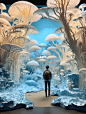 Midjourney 魔法· 山菌森林 展厅装置艺术