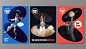 three posters with space related images on them, one is holding a rocket and the other has