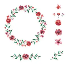 图源免费EPS |花卉框架集。一组可爱的水彩花