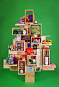 A wooden Christmas tree with different items to decorate it. What a lovely piece!: 