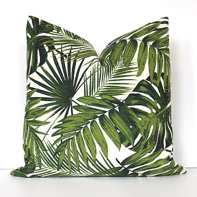 HOUSWE棕榈叶抱枕植物绿叶抱枕靠枕 ...