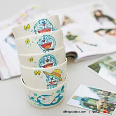 日本品 哆啦a梦蜡笔机器猫可爱原创意日式手绘米饭碗陶瓷面碗套装