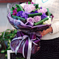 有间花店|上海静安鲜花快递|紫玫瑰桔梗创意混搭花束|情人节预定