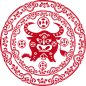 2021年牛年剪纸红色新年春节喜庆插画PNG窗花AI矢量PSD模板PS素材