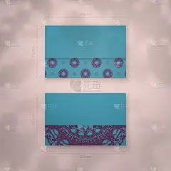 商务名片模板在蓝绿色与希腊紫色的图案为您的业务。