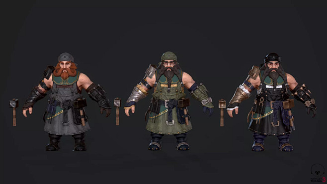 Traha Dwarf 矮人 国王 铁匠 贵族 妇女-角色动画资源-微元素 - Element3ds.com!