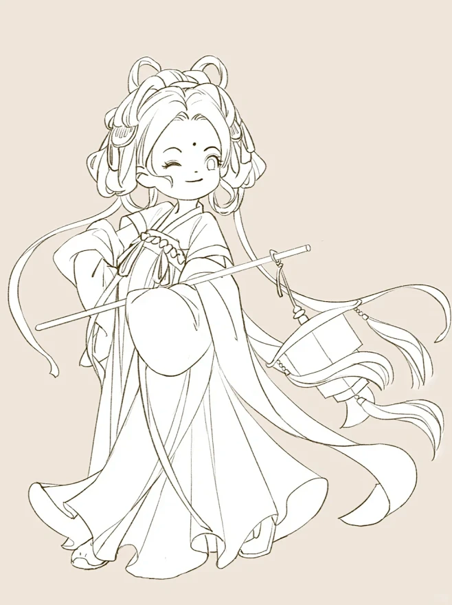 30天Q版古风线稿团练来啦～