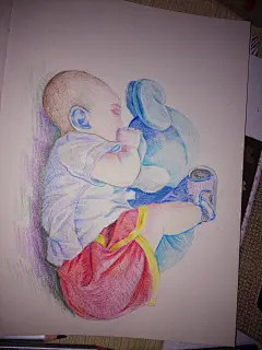 手绘插画 彩铅插画 孩子