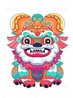 可爱的色彩石狮子造型高清模板免费下载-趣麦麦图