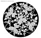 黑色圆形里花朵盛开的植物线描图传统图案|黑色圆形|花朵盛开|矢量素材|手绘|线描图|叶子|植物|黑色圆形凳子3D模型|黑色圆形靠椅3D模型|黑色圆形水墨|黑色圆形花纹