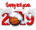 2019,新年前夕,篮球,数字,华丽的,篮子,运动,雪,壁纸,现代