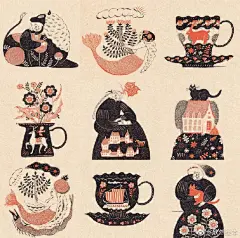 ​分享日本画家Sanae Sugimoto的作品，复古风，意境很美。 ​​​​