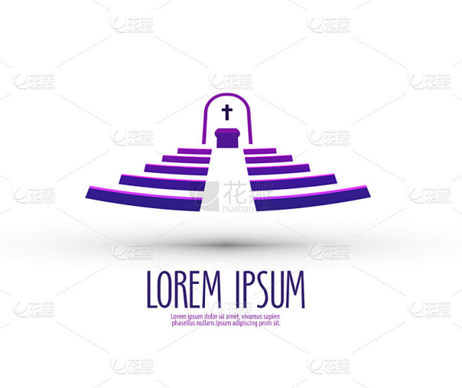 宗教矢量 logo 设计模板。教会或庇护所的图标.