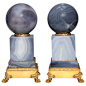 A Pair of Second Empire Style Agate Orbs on Plinths with Gilt Bronze Mounts@北坤人素材