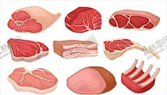 插画肉类 【酷图网】牛肉,羊肉,鸡肉,烤肠,香肠,菜单,标志,LOGO,图标,手绘,素描,线描,白描,装饰画,海报,矢量