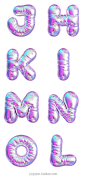 充气蒸汽波效果紫色字母符号数字彩色赛博朋克酸性风海报设计创意抽象元素_PNG：