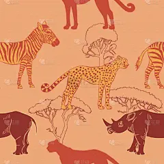 动物,四方连续纹样,南美大草原,鸡尾酒,自然,斑马,非洲,图像,猎豹,猫