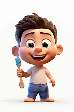 AI数字艺术爱牙日刷牙人物插画-众图网