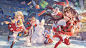Anime 1920x1080 anime anime girls Genshin Impact Lumine (Genshin Impact) Amber (Genshin Impact) Ganyu (Genshin Impact) Jean (Genshin Impact) Criin artwork Christmas snowman Christmas clothes christmas dress Christmas presents snow