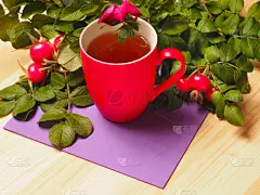 叶子,红色,茶,热,臀,玫瑰,杯,水平画幅,无人,平视角