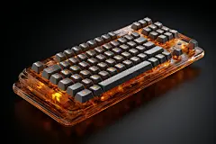 炫丽发光的机械键盘摄影图片